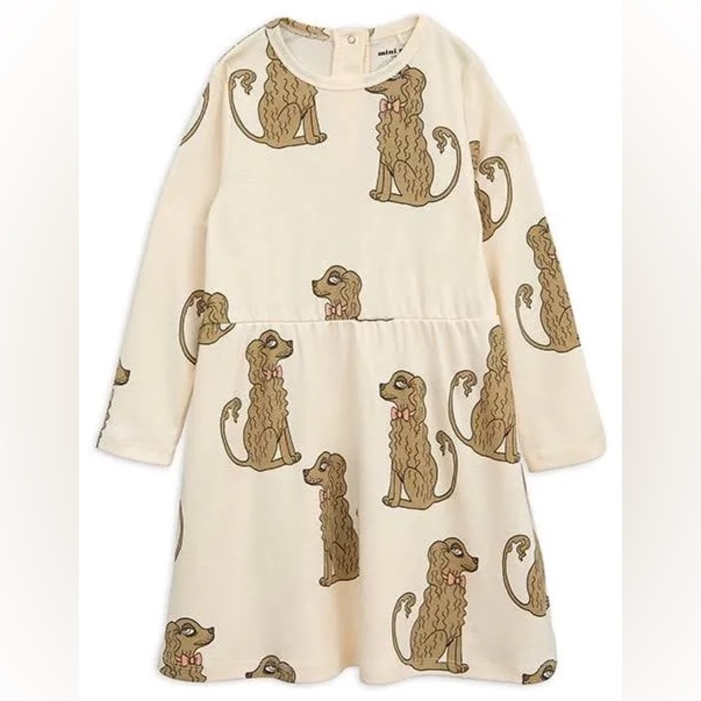 Mini Rodini Girls Spaniel Print Long-sleeve Dress in Size 123/134 (7-9 years)